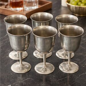 Vintage 1976 Pewter Goblets – Set of 6 – Mid-Century Colonial Barware